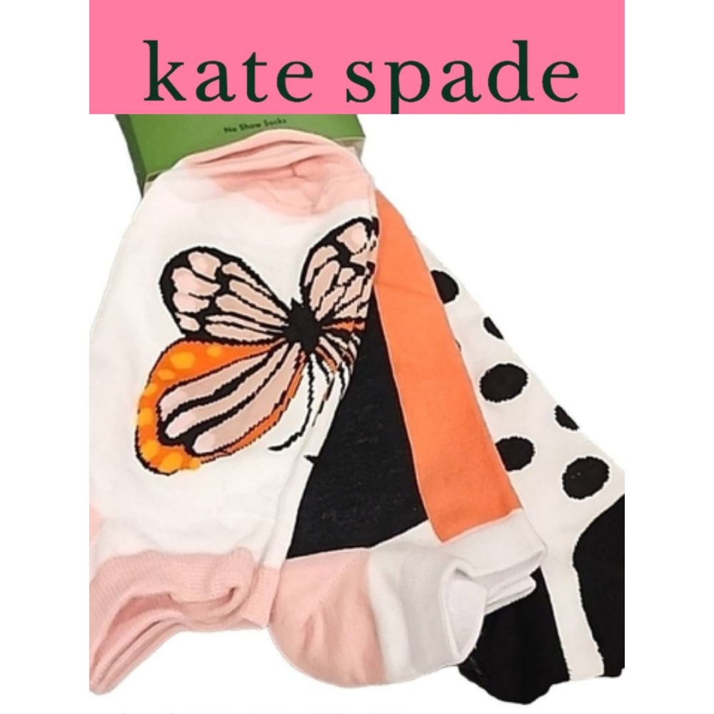 Kate Spade Butterfly & Polka-Dot‎ 3PK No Show Socks